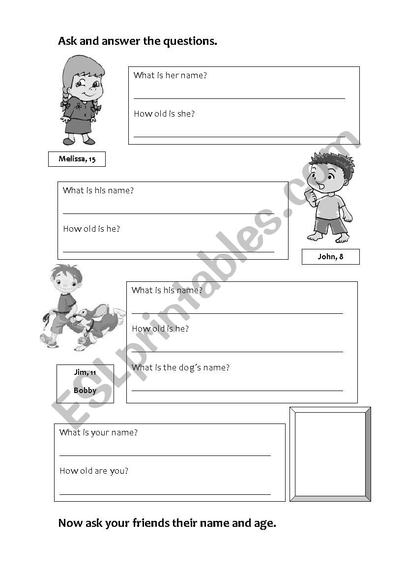 asking name and age worksheet