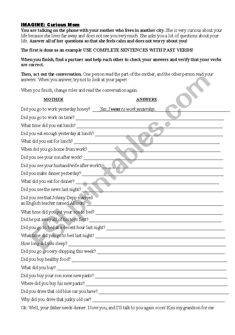 Curious Mom worksheet