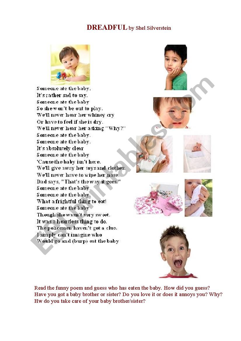 SOMEONE ATE THE BABY ( a poem)