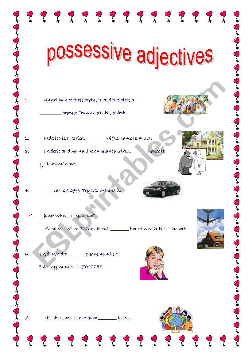 possessive adjectives worksheet