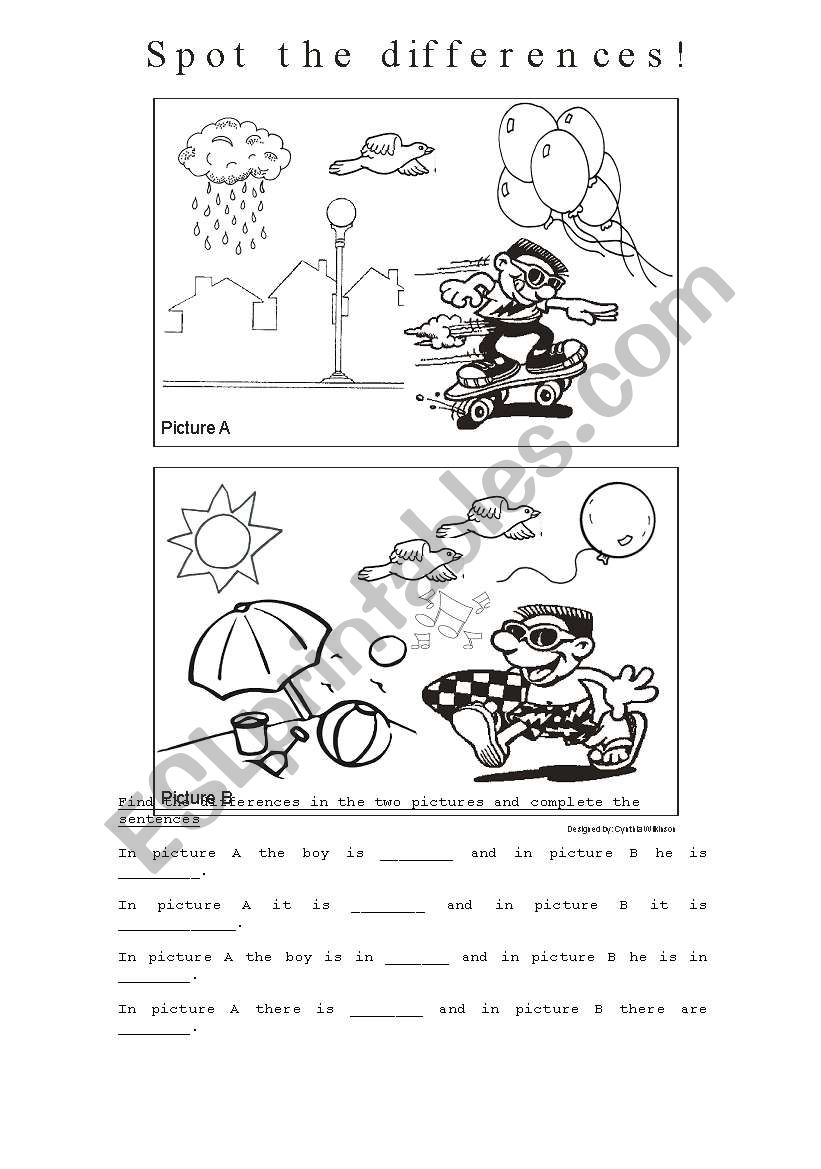 Spot the differences 0 worksheet