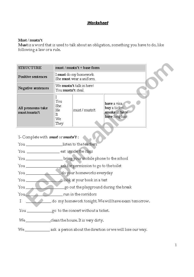 MODALS VERBS worksheet