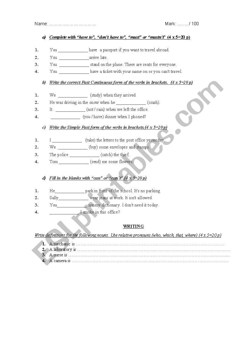 CAN & MODALS worksheet