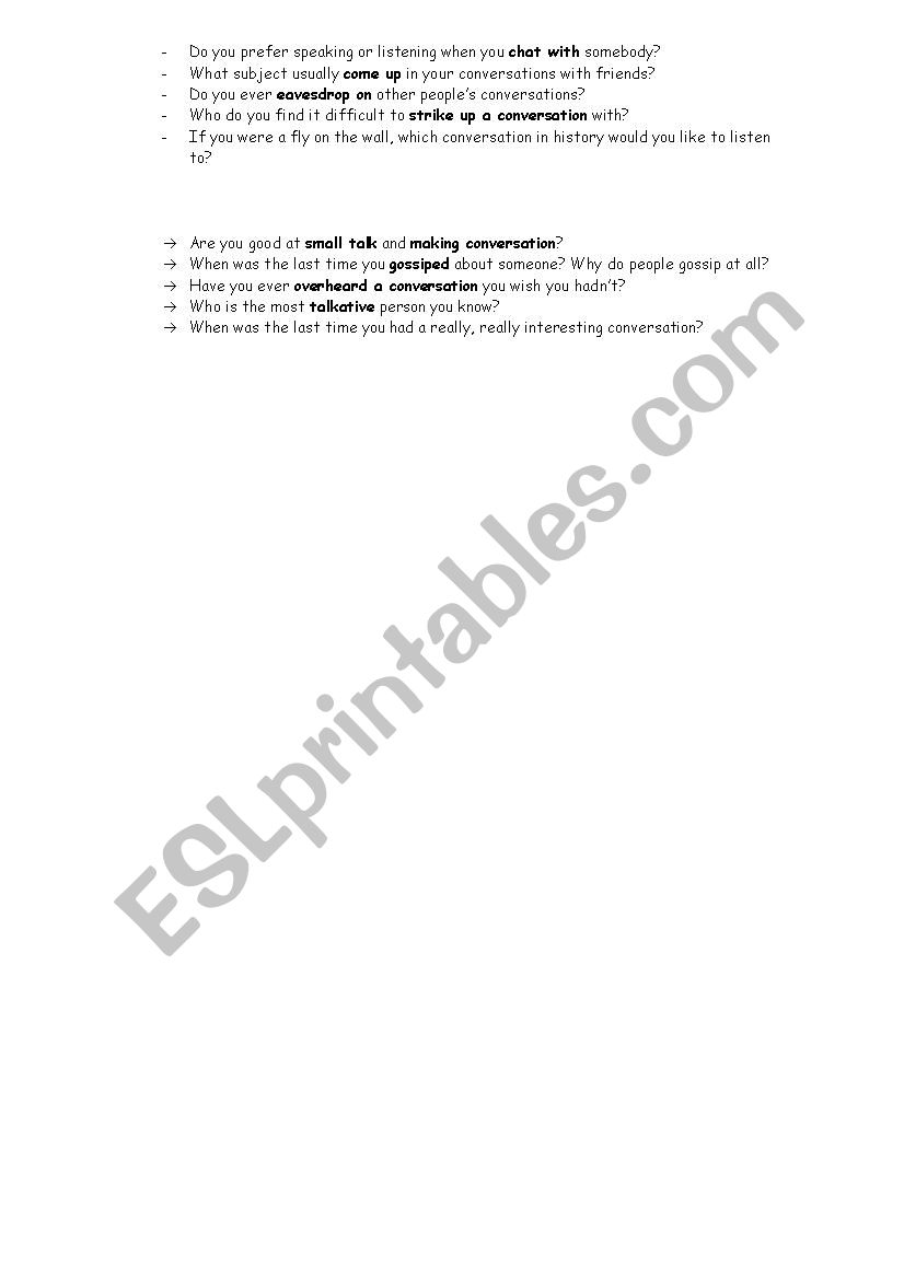 conversation speaking worksheet