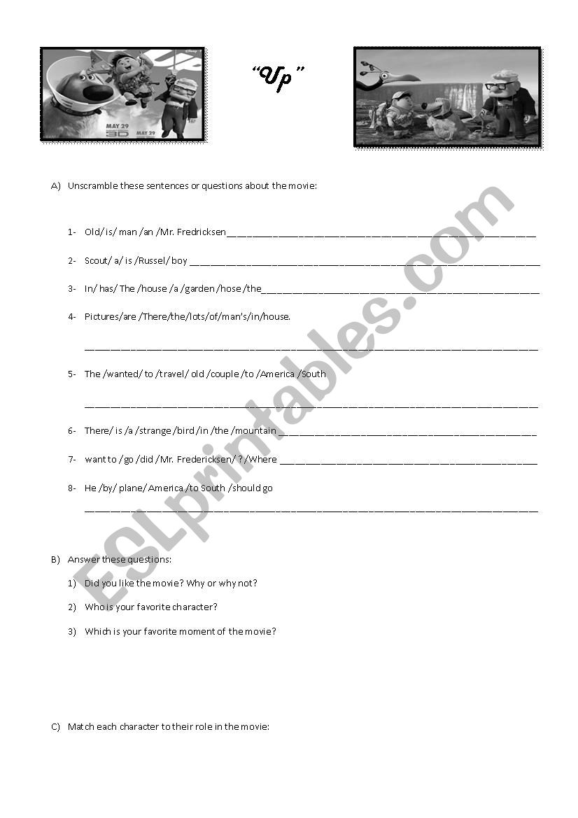  Up movie worksheet