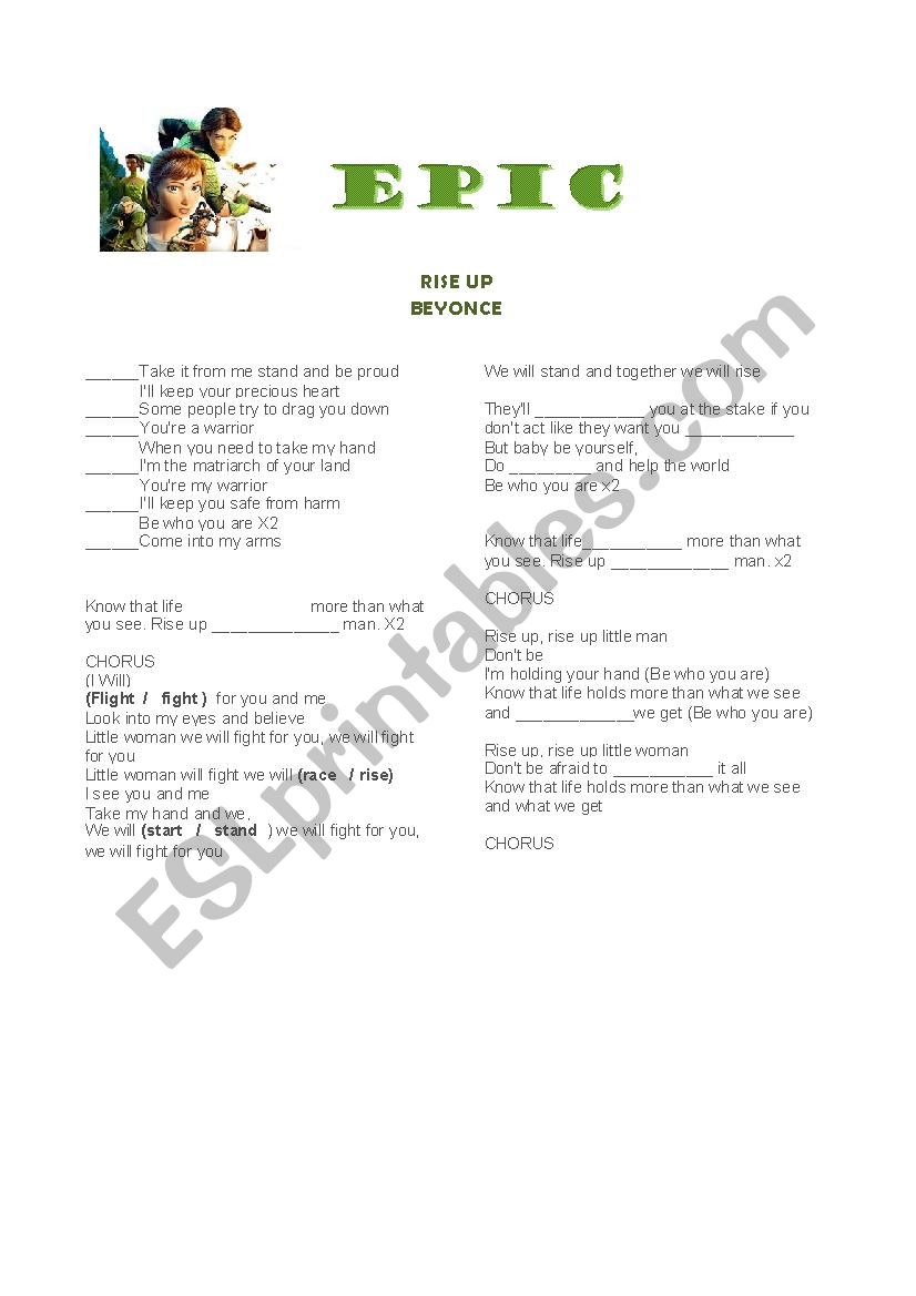 Epic the movie worksheet