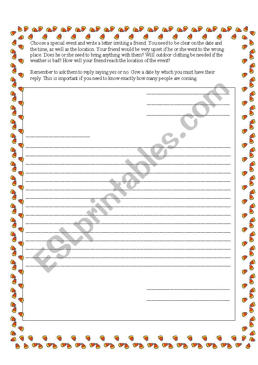 Invitation letter worksheet