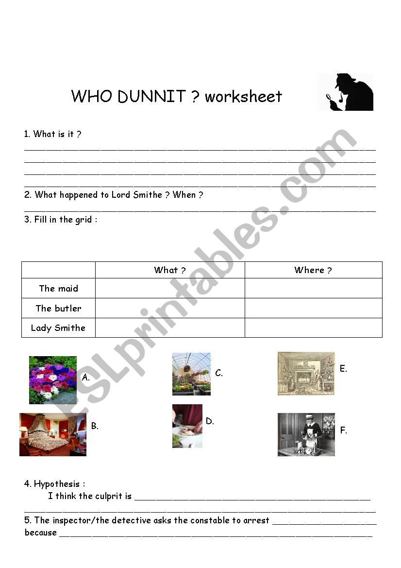 Who dunnit worksheet