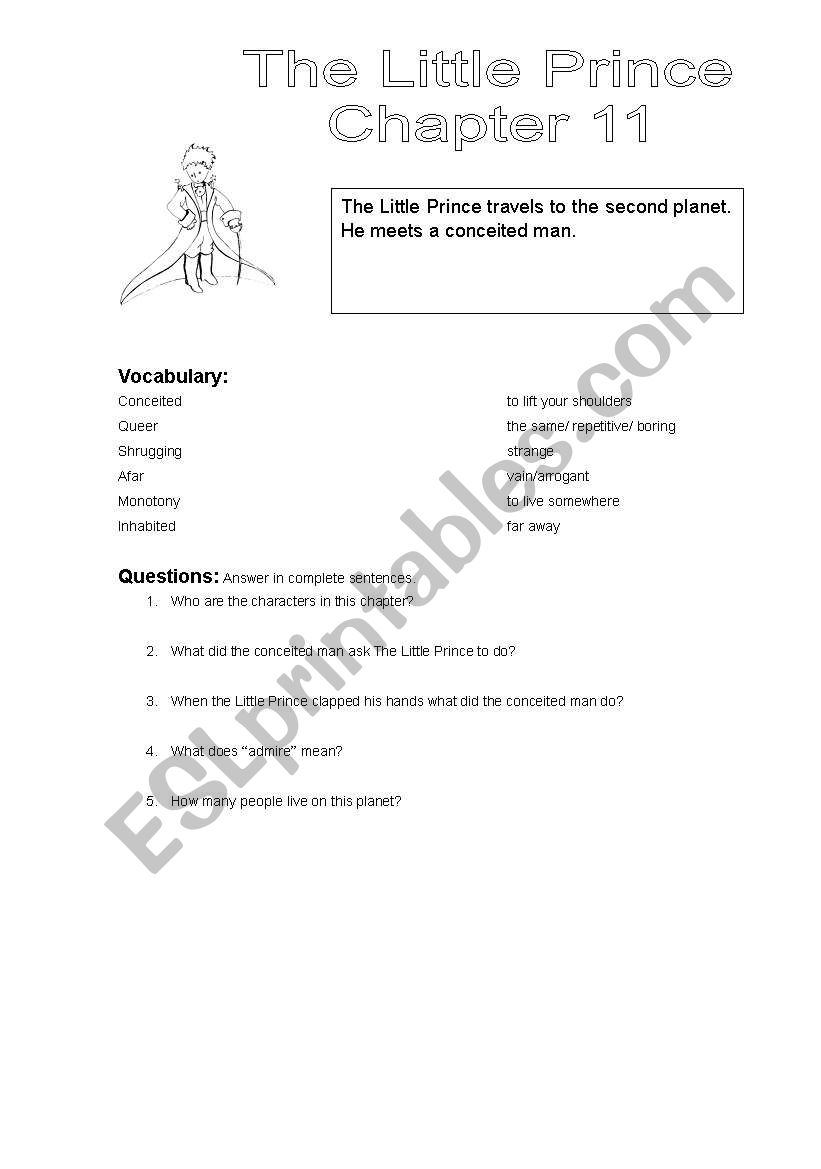 The Little Prince Chapter 11 worksheet