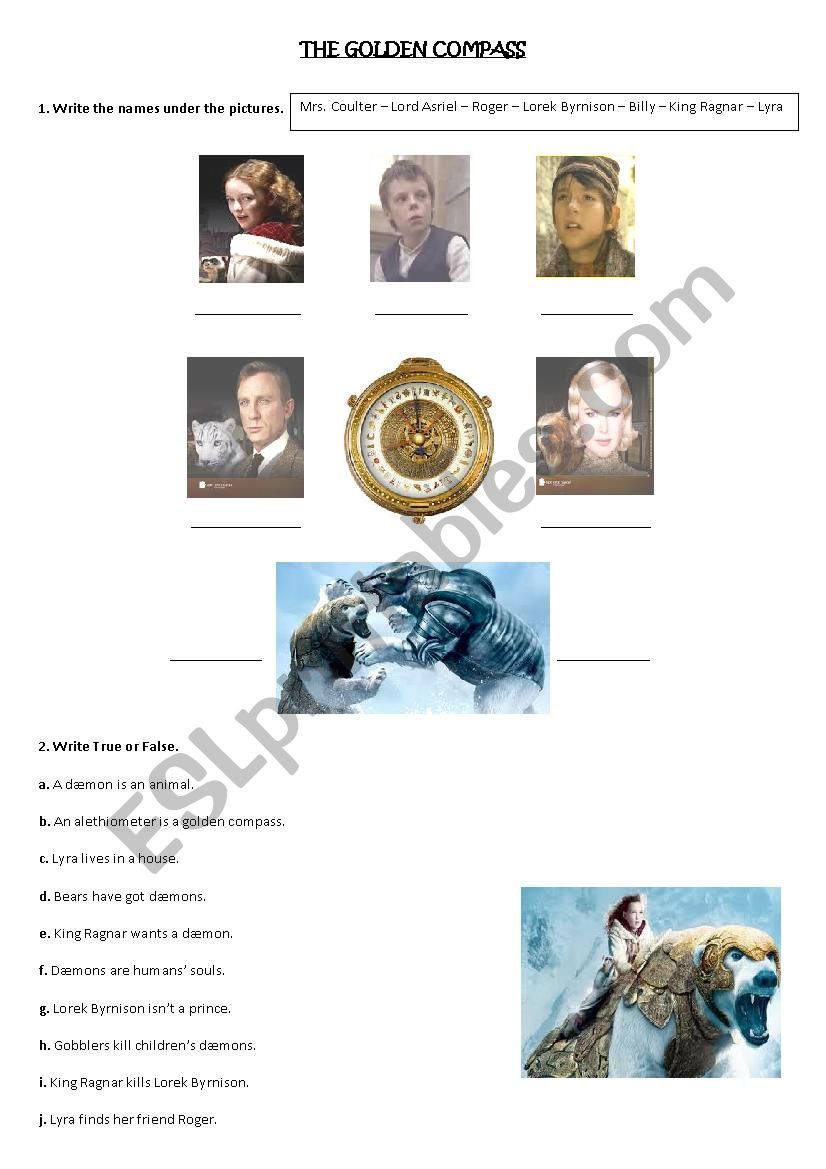 The Golden Compass worksheet