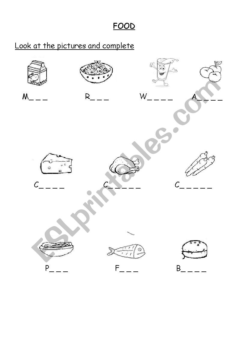 VOCABULARY  FOOD worksheet