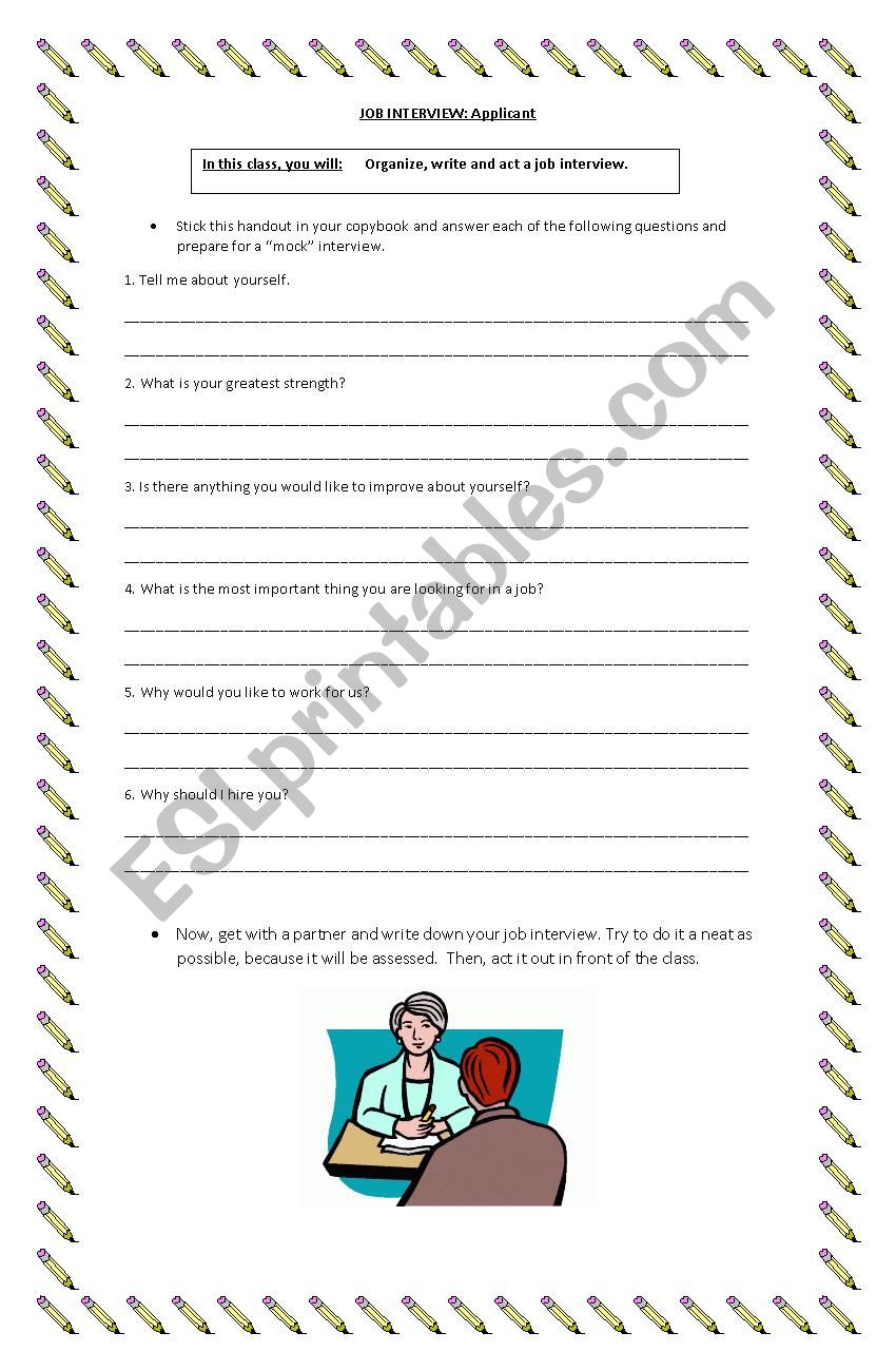 Role Play: job interview worksheet
