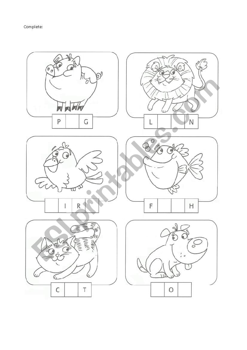 animals worksheet