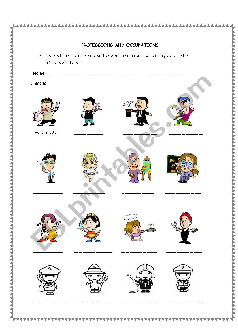 Professions and occupations worksheet