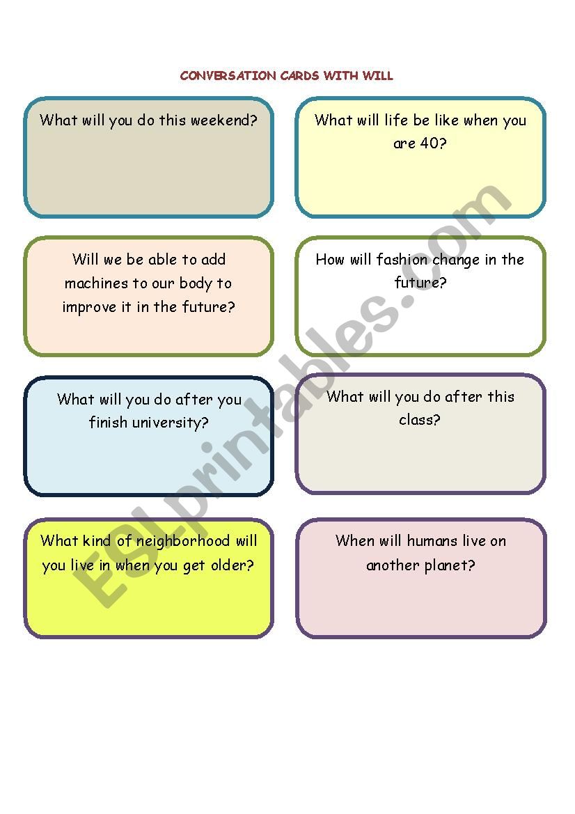 24 Conversation cards with 