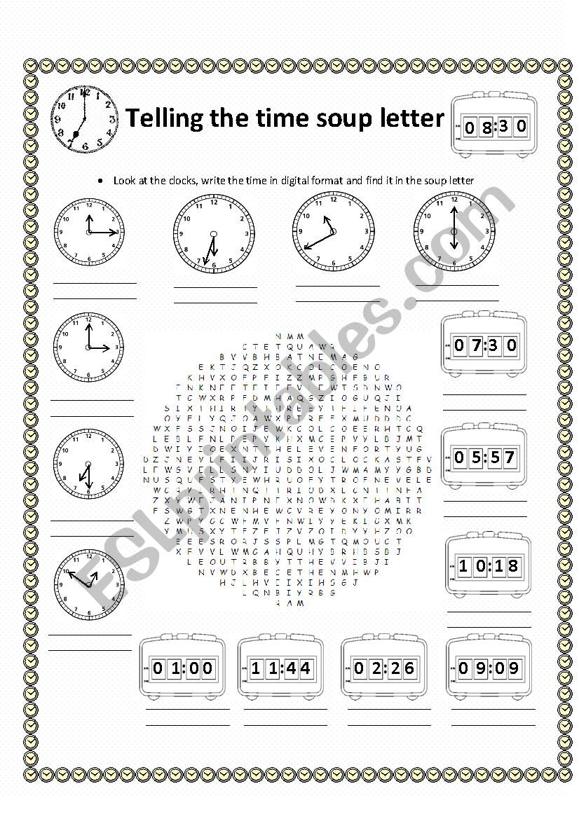 The time soup letter worksheet