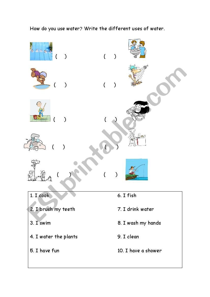 Water worksheet