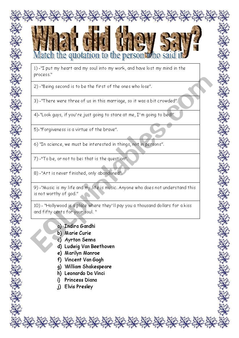 What did they say? worksheet