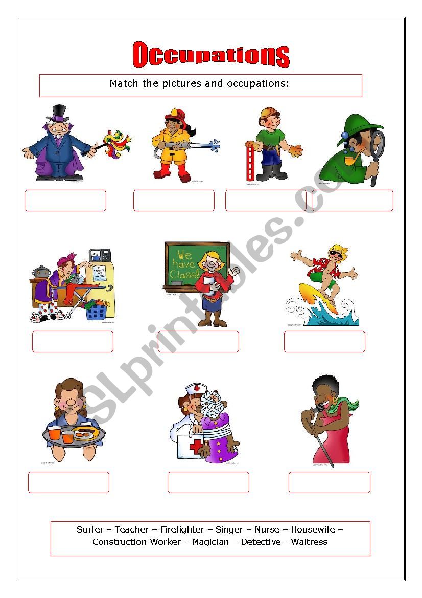 Occupations worksheet