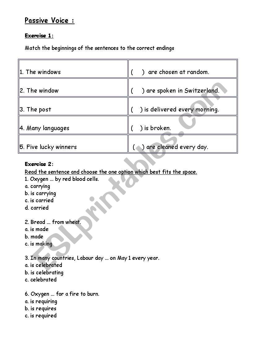 Passive voice worksheet