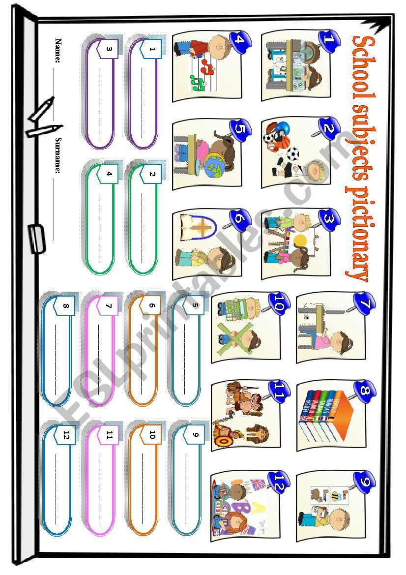 School subjects  worksheet