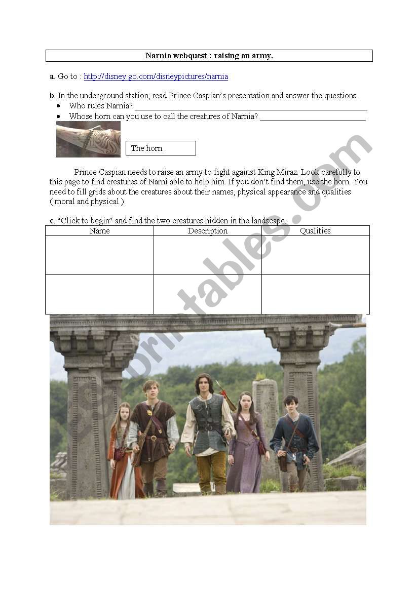 Narnia webquest worksheet