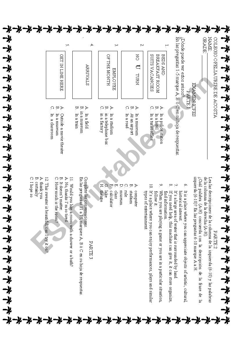 ICFES EXERCISES worksheet