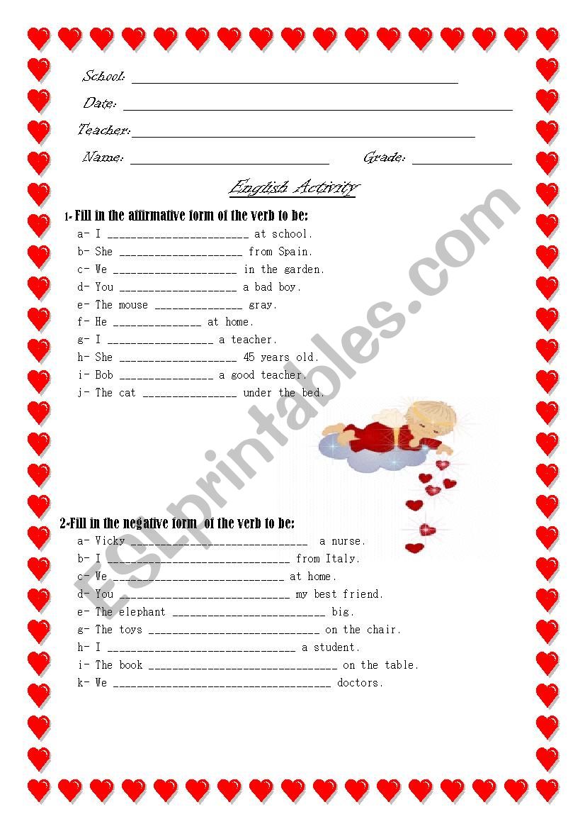 To be verb worksheet