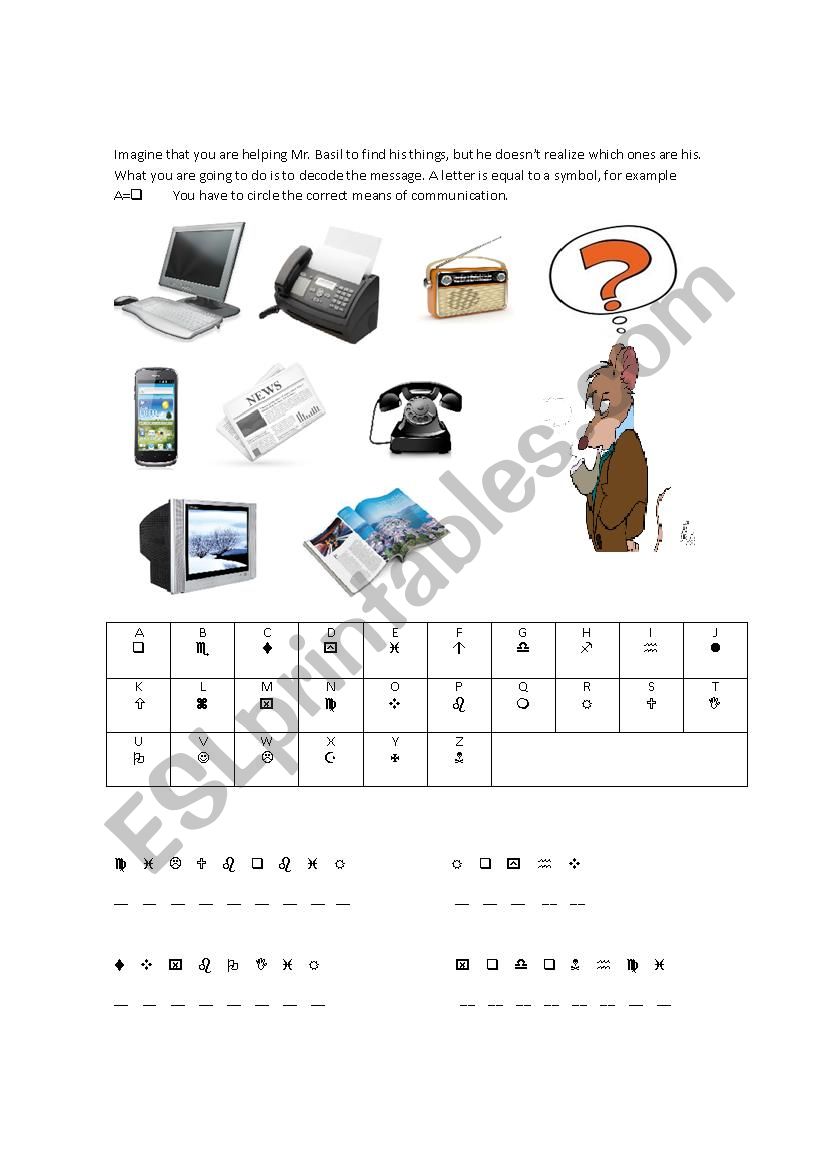 means of communication worksheet