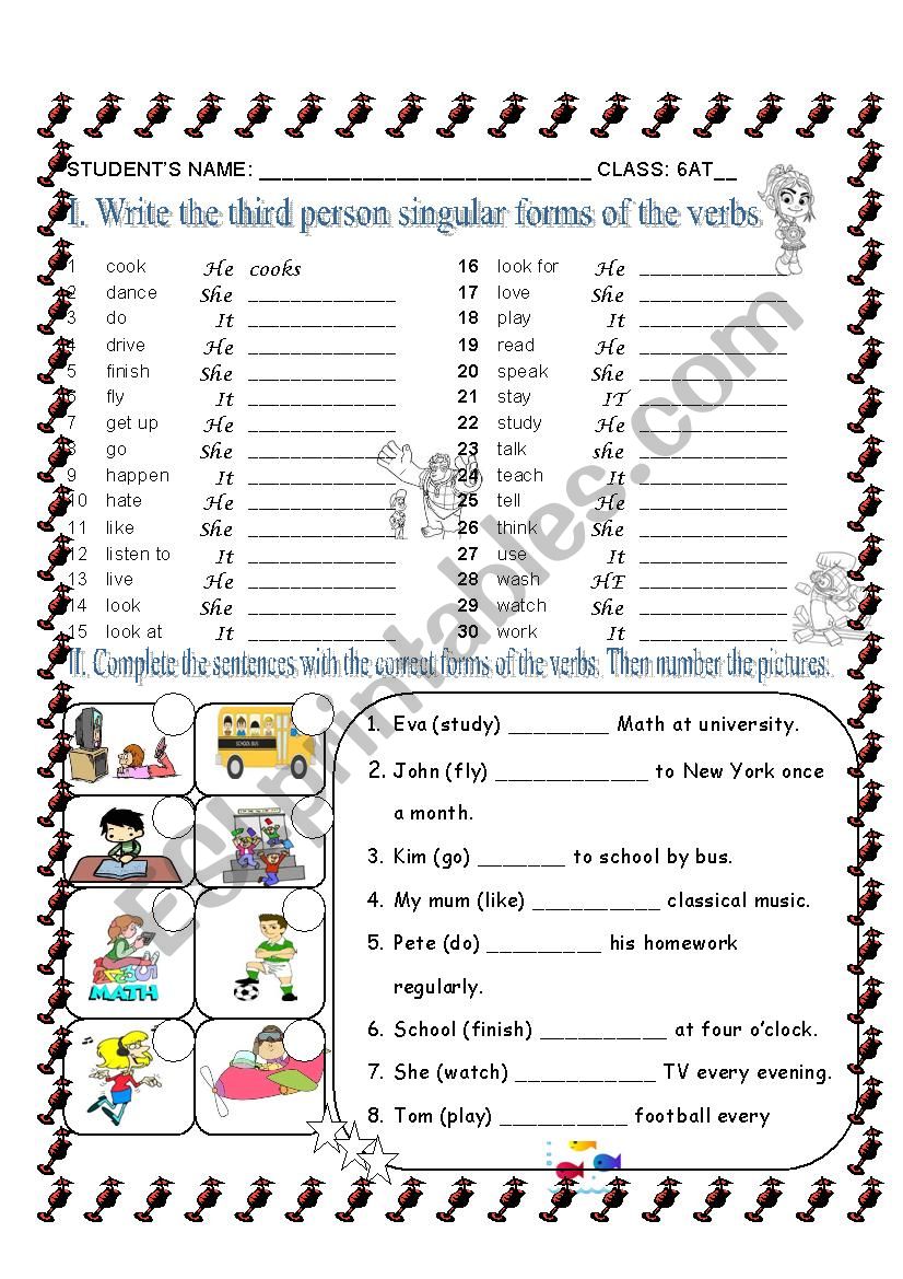 present simple - affirmative worksheet