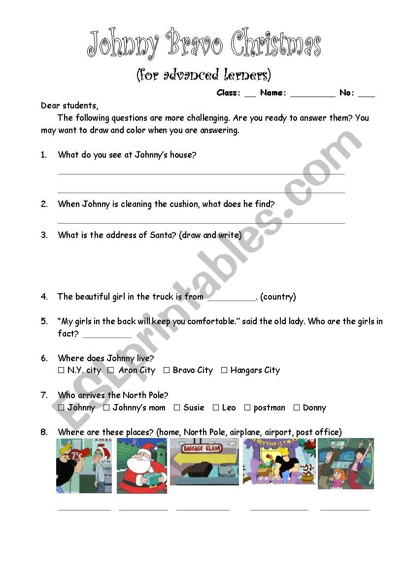 Johnny Bravo Christmas Part 2 worksheet