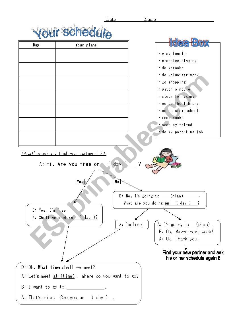 When are you free? worksheet
