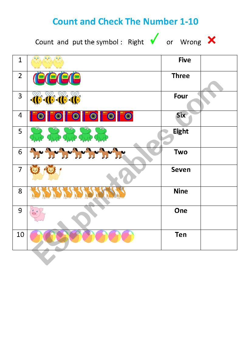 Number 1-10 worksheet