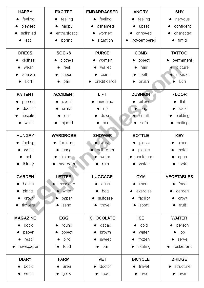 Taboo Words worksheet