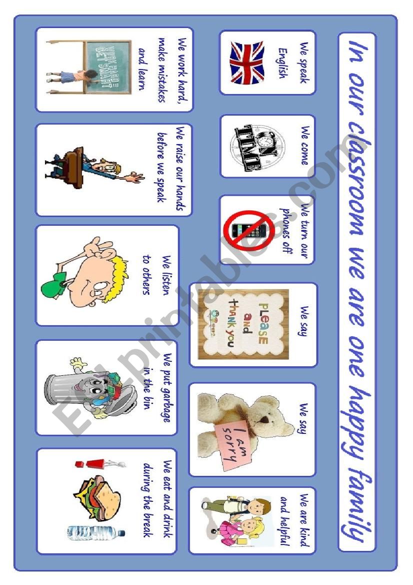Classroom rules poster worksheet