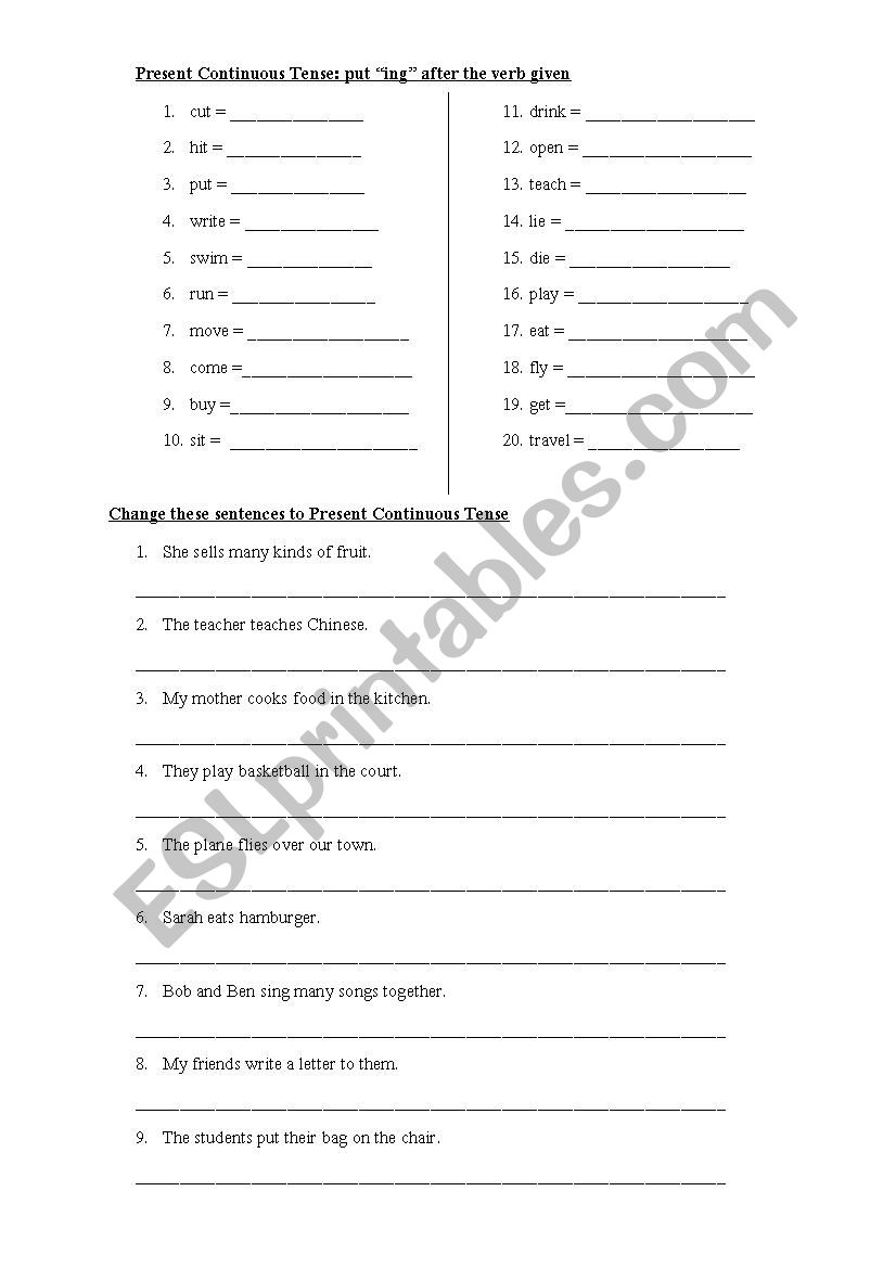 Present Simple and Present Continuous Tense