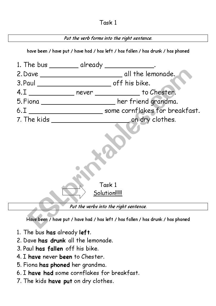 Practising sentence structure and verbs