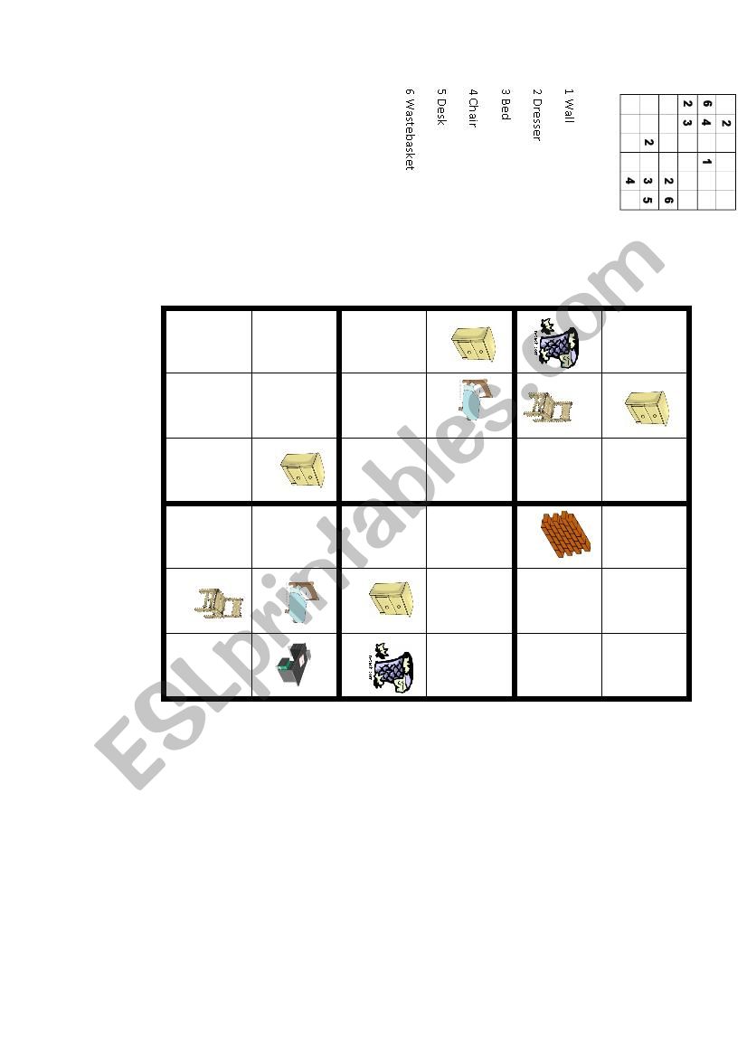 Sudoku Bedroom worksheet