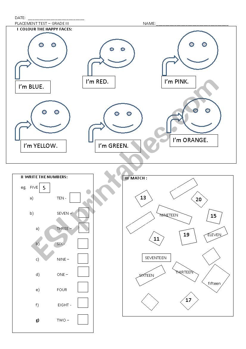 Placement test for very young learners