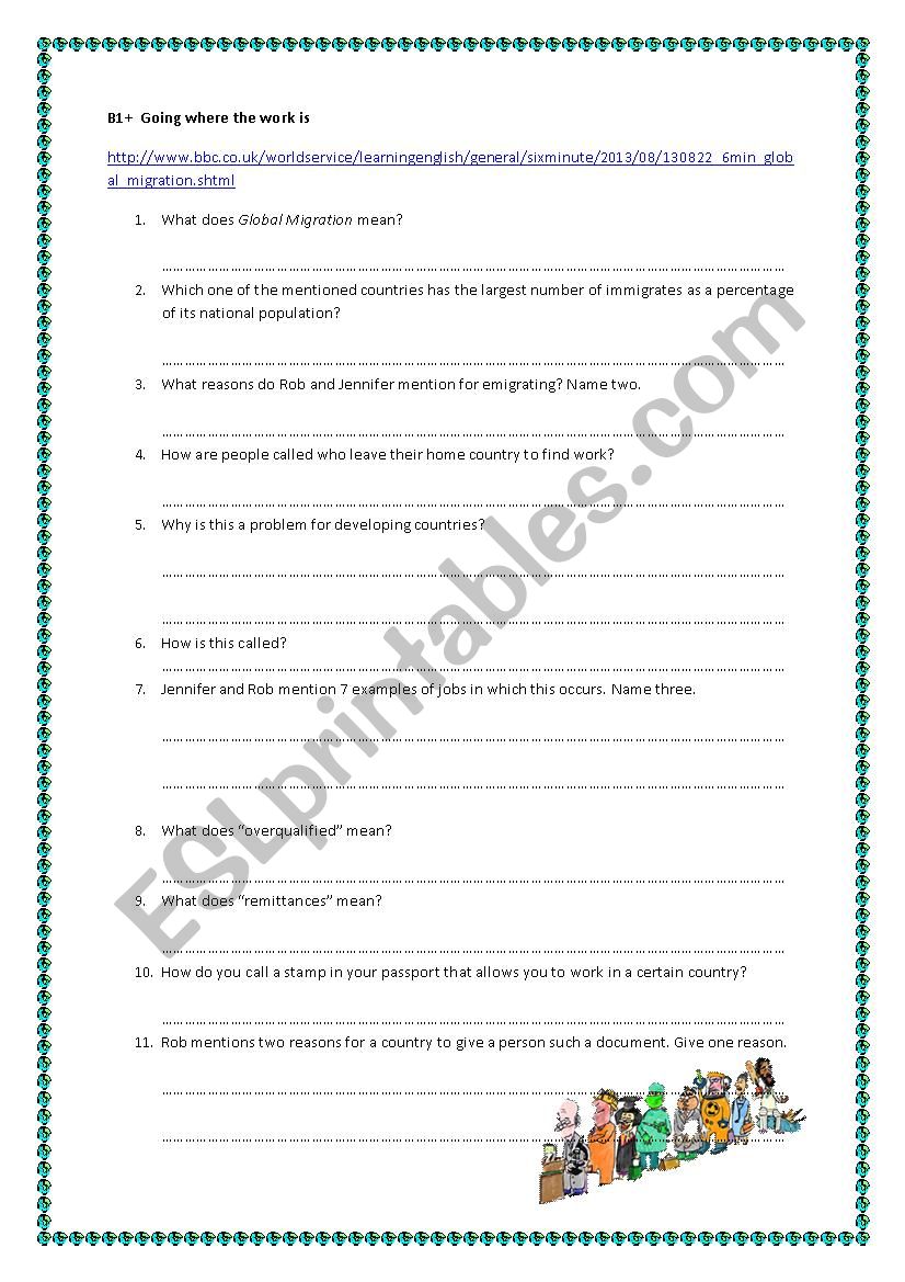 Global Migration worksheet