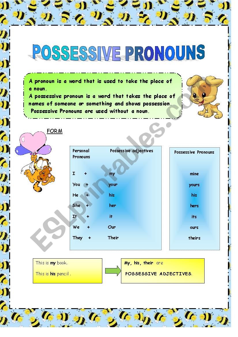The possessive pronouns worksheet