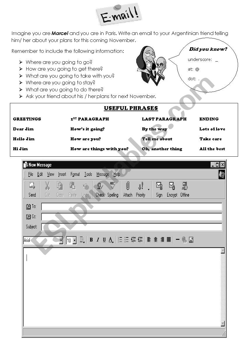 Writing emails with READERS worksheet