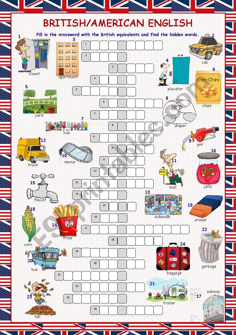 British/American English Crossword Puzzle