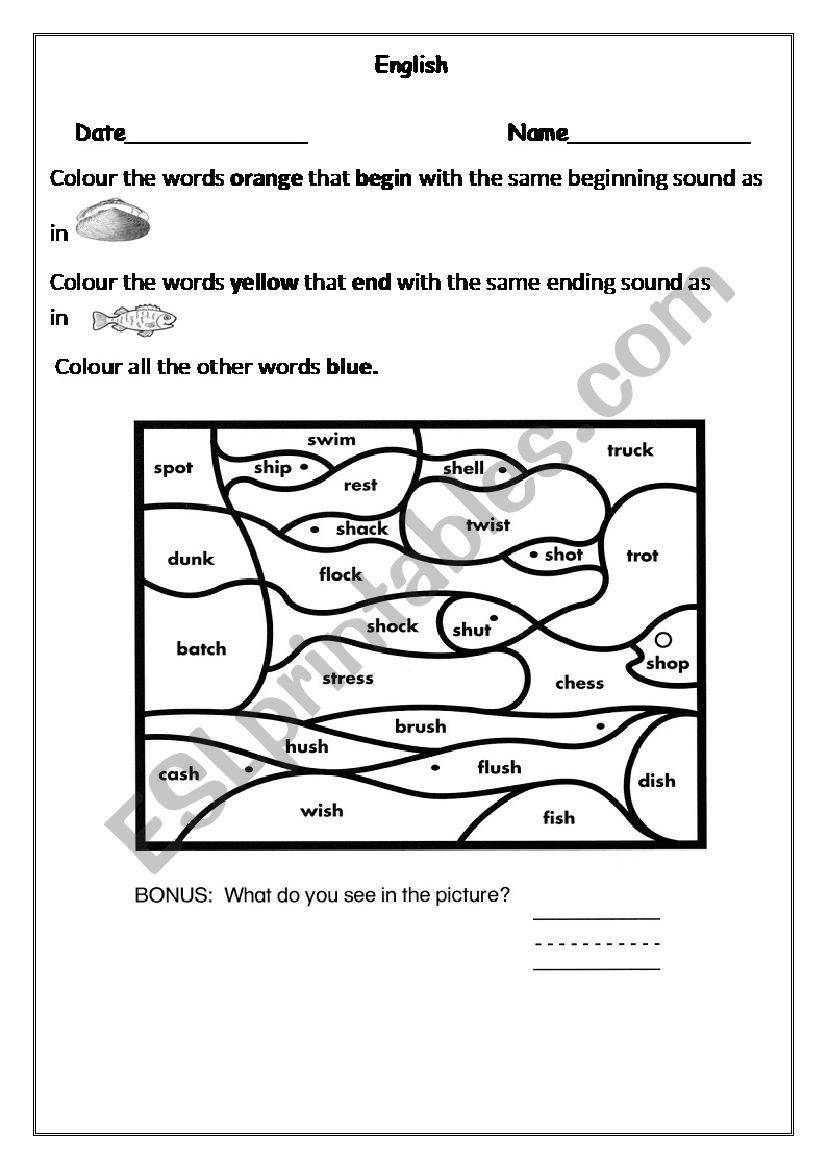 Diagraph SH worksheet