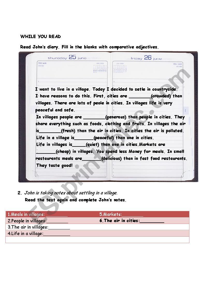 COMPARATIVE ADJECTIVES-FILL IN THE GAPS WORKSHEET 3 ACTIVITIES