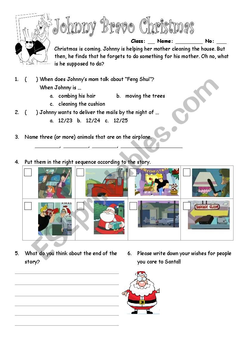 Johnny Bravo Christmas Part 1 worksheet