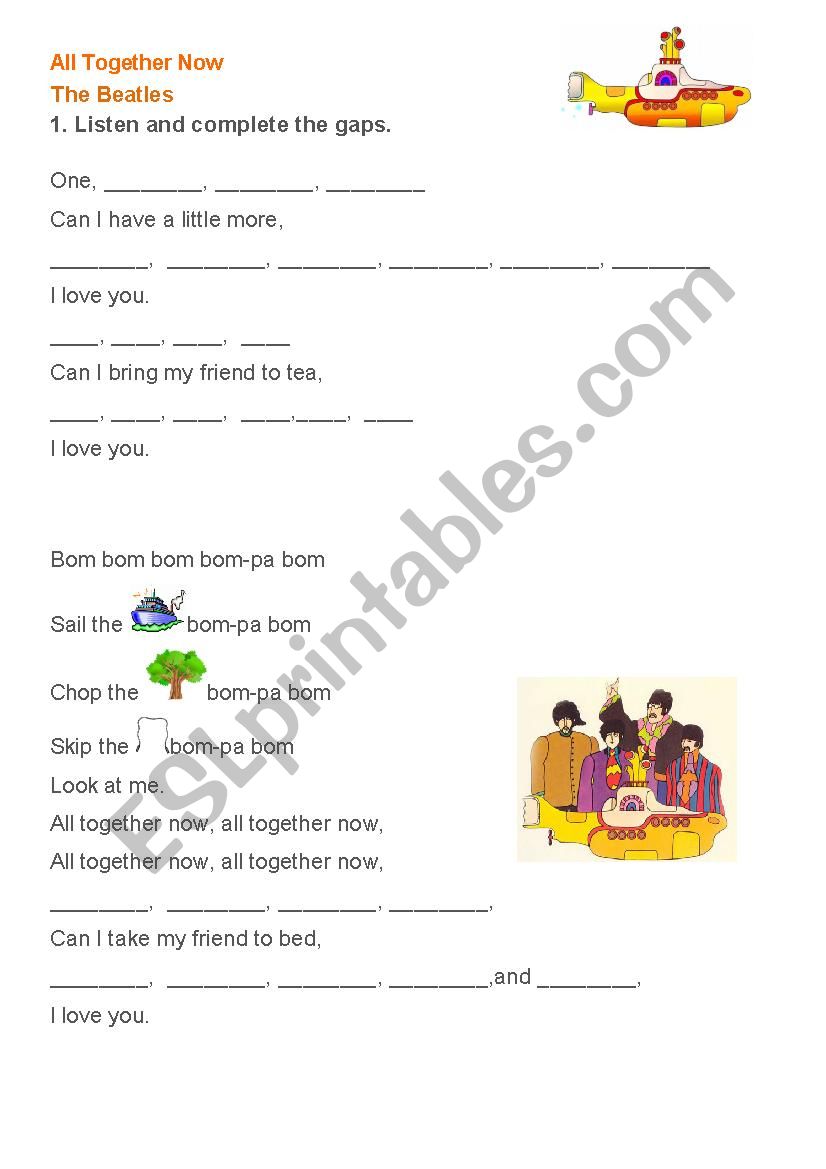 All together now worksheet