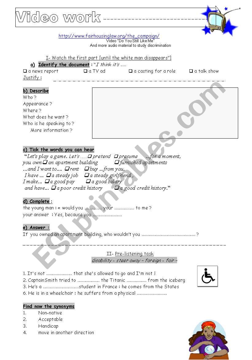 DISCRIMINATION worksheet