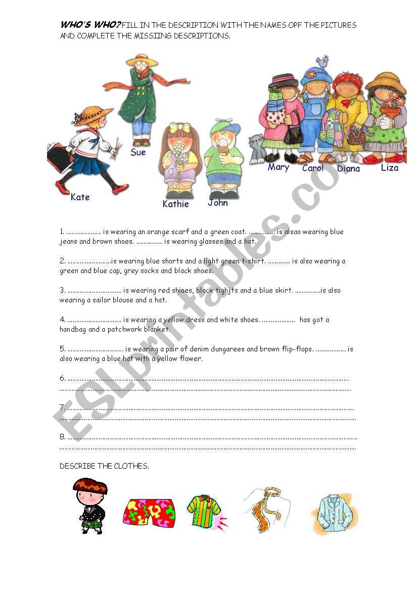 whos who? worksheet