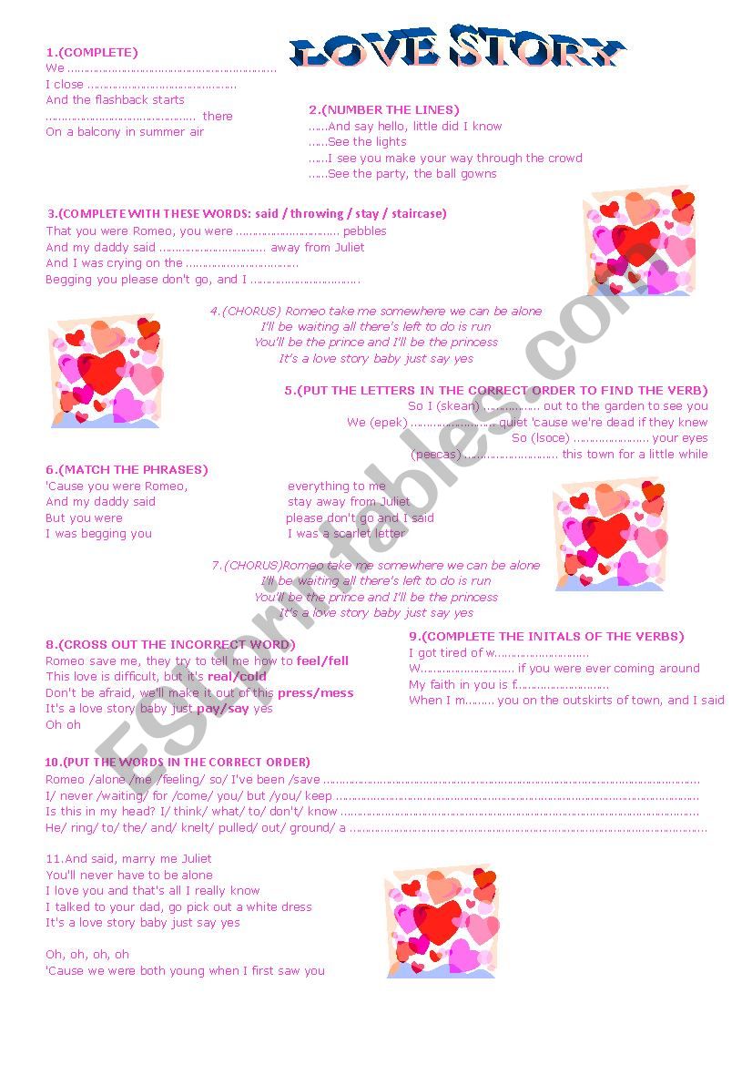 LOVE STORY worksheet